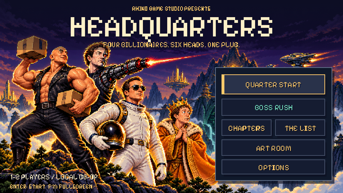 HEADQUARTERS title screen, pixel art